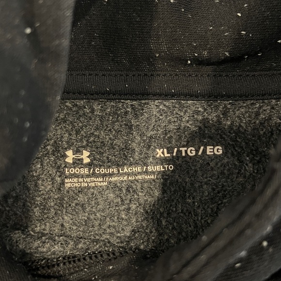 Under Armour Women's Black Fleck Rival Fleece Wrap Neck Loose Cropped Pullover - Picture 3 of 4